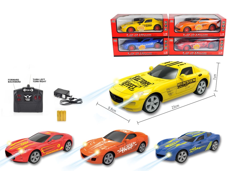1:18 4 FUNCTION R/C CAR W/LIGHT,INCLUDED BATTERY  RED/ORANGE/YELLOW/BLUE - HP1127381