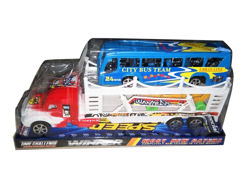 FRICTION TRAILER W/2  FREE WAY CAR,RED/BLUE - HP1127382