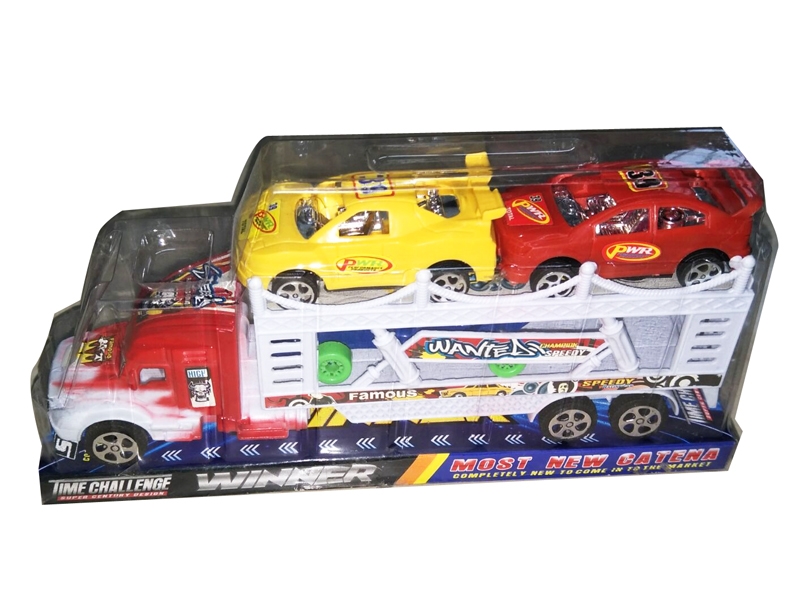 FRICTION TRAILER W/3  FREE WAY CAR,RED/BLUE - HP1127383