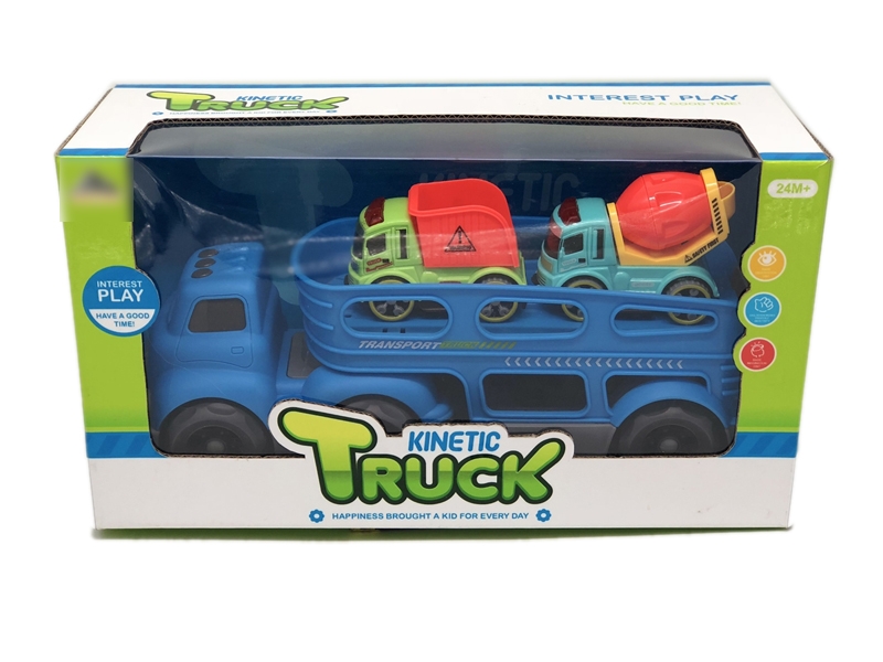 FREE WAY TRUCK W/2 FRICTION CONSTRUCTION CAR  GREEN & BLUE - HP1128464