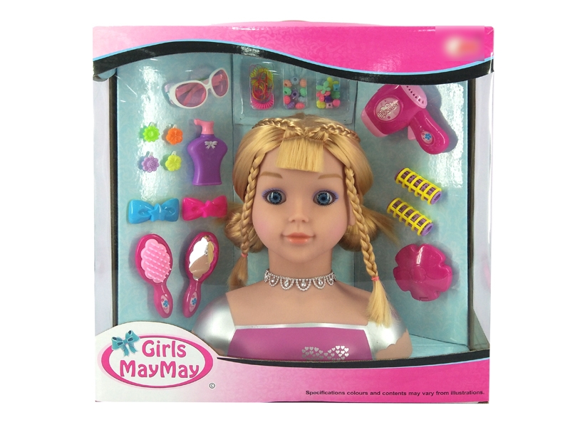 27CM RUBBER DOLL HEAD W/BEAUTY SET - HP1129155