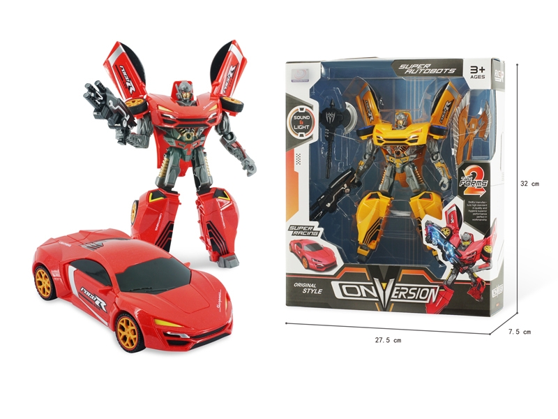 TRANSFORMATIVE CAR W/LIGHT & MUSIC,INCLUDED BATTERYM, RED/YELLOW - HP1129183