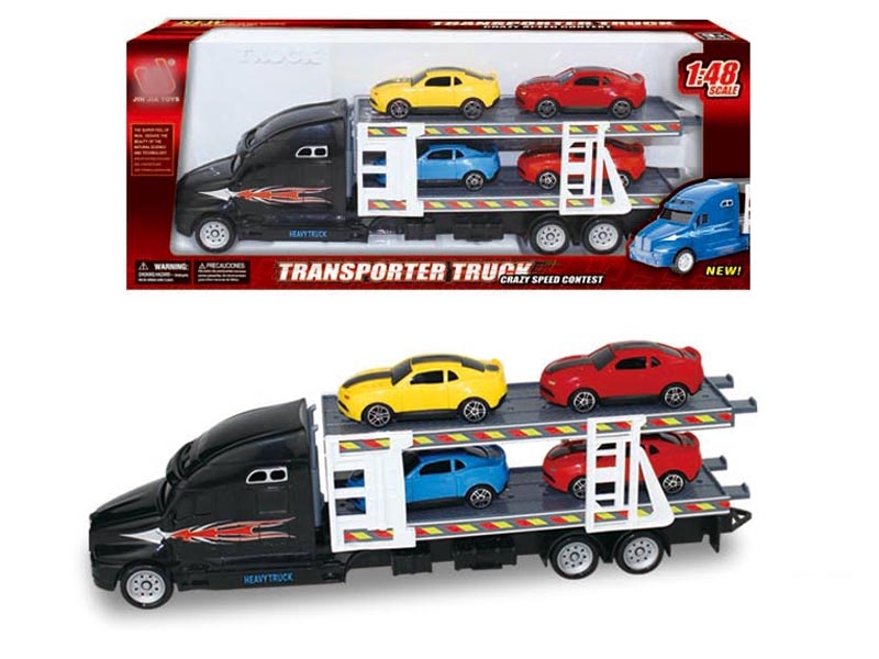 FRICTION TRUCK W/4 CARS,RED/BLUE/BLACK - HP1129237