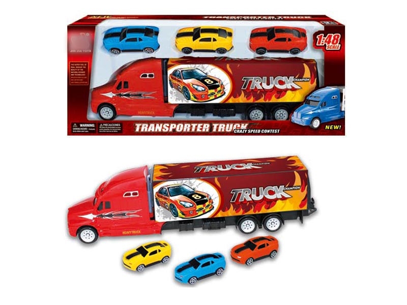 FRICTION TRUCK W/3 CARS,RED/BLUE/BLACK - HP1129238