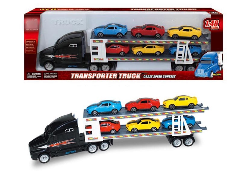 FRICTION TRUCK W/6 CARS,RED/BLUE/BLACK - HP1129239