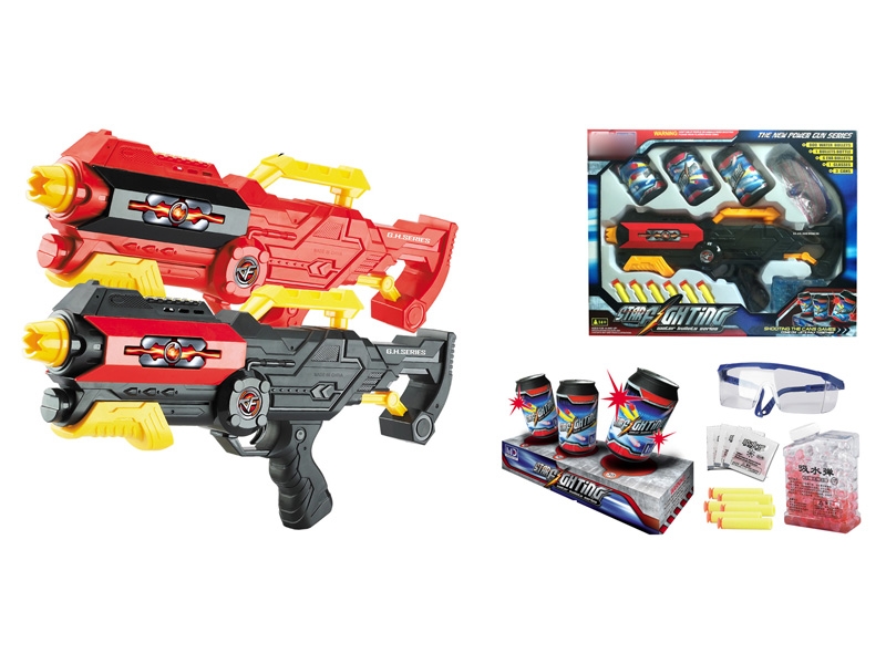 SOFT SHOOTING GUN W/WATER BULLET,RED/BLACK - HP1129524