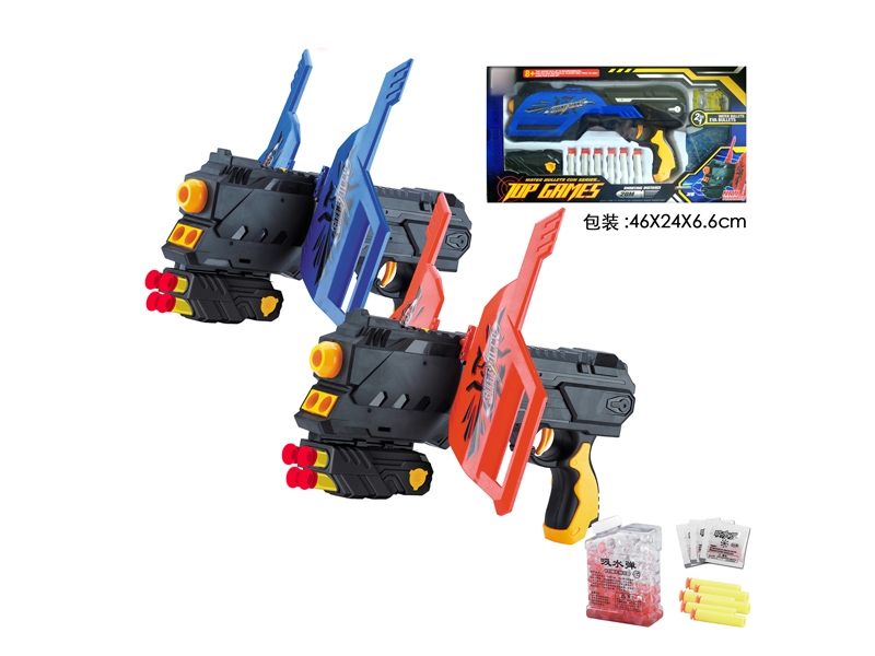 SOFT SHOOTING GUN W/WATER BULLET,RED/BLUE - HP1129531
