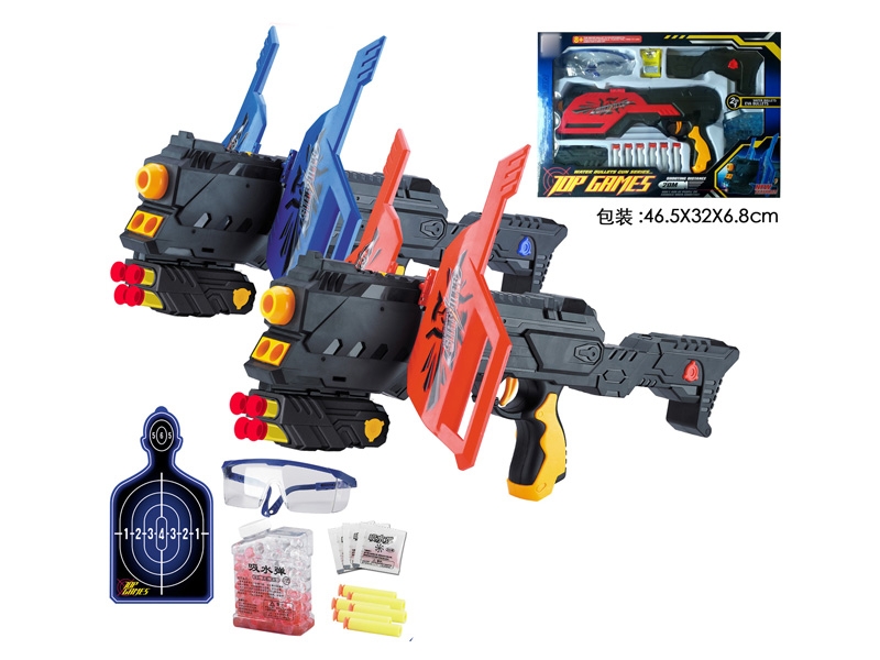 SOFT SHOOTING GUN W/WATER BULLET,RED/BLUE - HP1129534