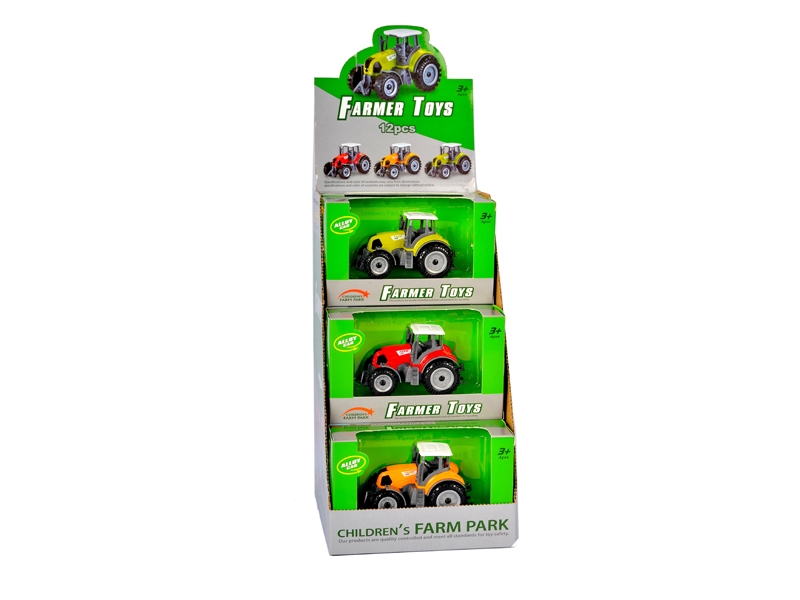 FREE WAY DIE CAST FARM CAR 12PCS/DISPLAY BOX RED/GREEN/YELLOW - HP1129753