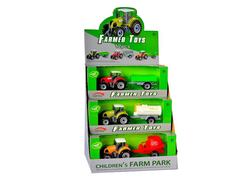 FREE WAY DIE CAST FARM CAR 12PCS/DISPLAY BOX RED/GREEN/YELLOW - HP1129755