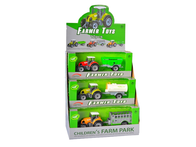 FREE WAY DIE CAST FARM CAR 12PCS/DISPLAY BOX RED/GREEN/YELLOW - HP1129756