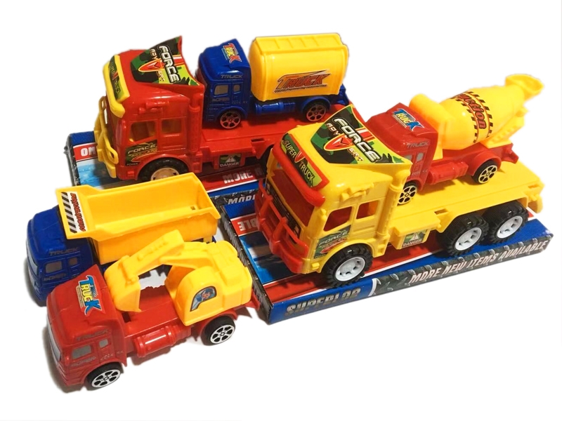 FRICTION TRUCK W/FREE WAY CONSTRUCTION CAR,RED/YELLOW - HP1130021