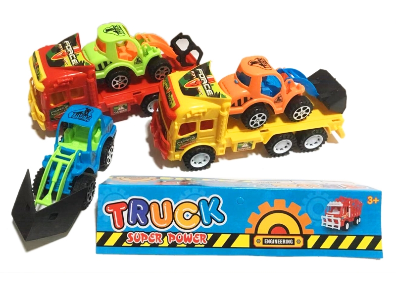 FRICTION TRUCK W/FREE WAY CONSTRUCTION CAR,RED/YELLOW - HP1130022