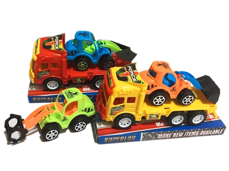 FRICTION TRUCK W/FREE WAY CONSTRUCTION CAR,RED/YELLOW - HP1130023