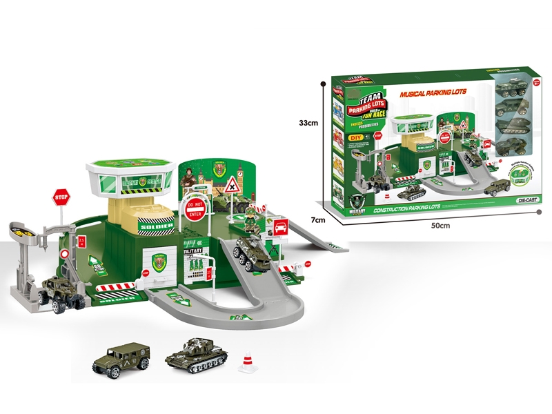 PARKING LOT W/FREE WAY DIE CAST CAR 4PCS - HP1130422