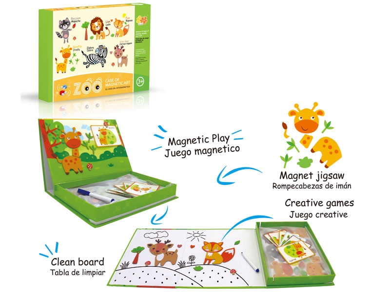 MAGNETIC PUZZLE W/1 PCS COLOR PEN,12 PCS CARD，12ASST PUZZLE - HP1130510