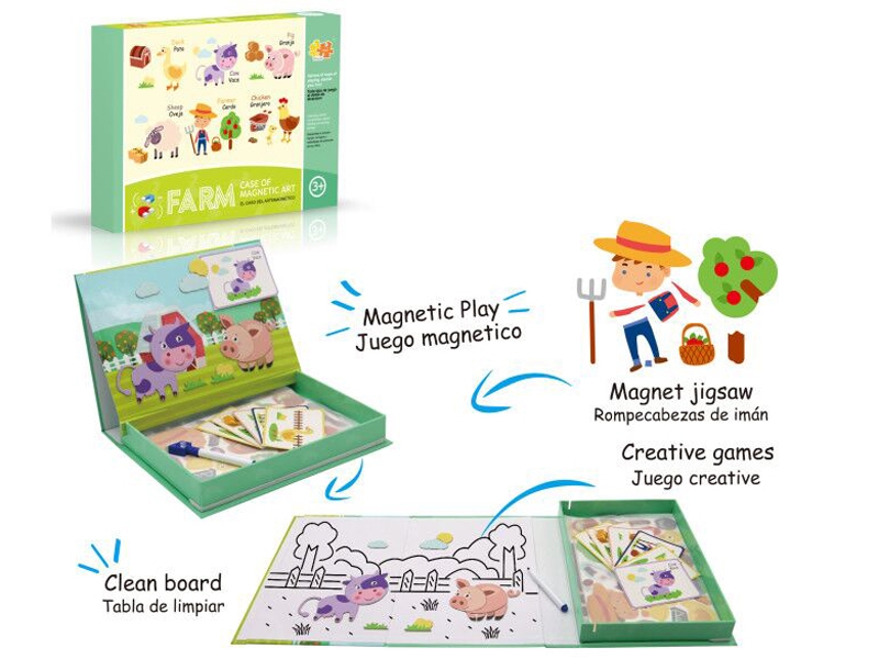 MAGNETIC PUZZLE W/1 PCS COLOR PEN,12 PCS CARD，12ASST PUZZLE - HP1130512