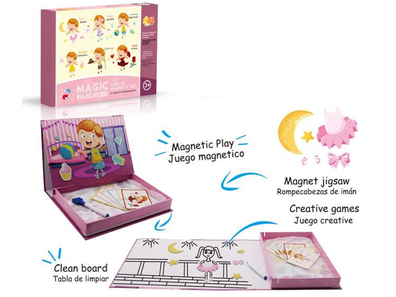 MAGNETIC PUZZLE W/1 PCS COLOR PEN,12 PCS CARD，12ASST PUZZLE - HP1130513