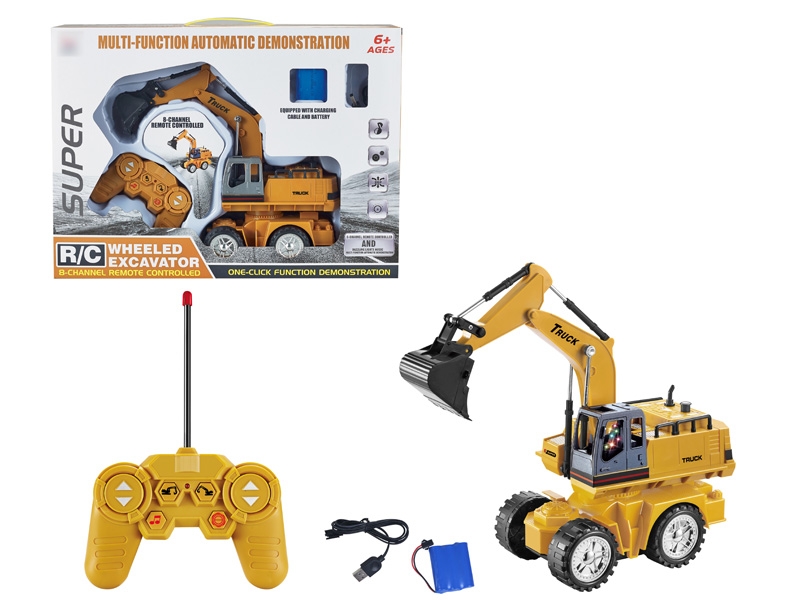 8 FUNCTION R/C CONSTRUCTION CAR W/LIGHT & MUSIC & 350°REVOLVE & USB,INCLUDED BATTERY - HP1130639