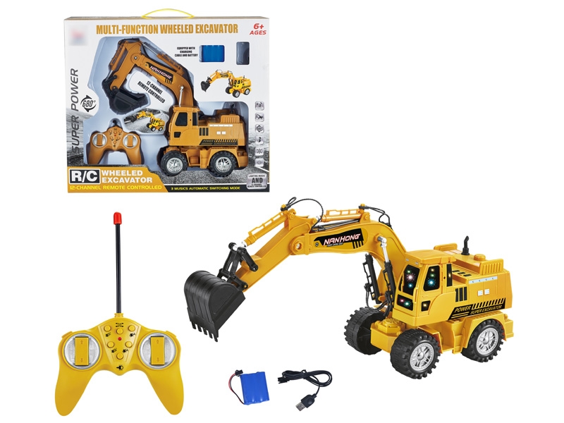 12 FUNCTION R/C CONSTRUCTION CAR W/LIGHT & MUSIC & 680°REVOLVE & USB,INCLUDED BATTERY - HP1130642