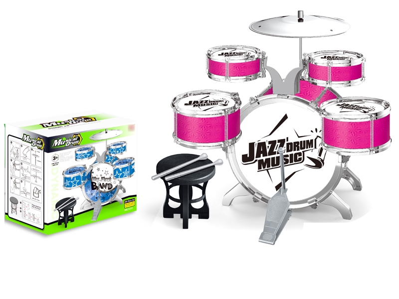 JAZZ DRUM SET W/CHAIR，RED/BLUE - HP1130666