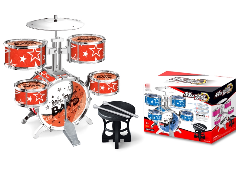 JAZZ DRUM SET W/CHAIR，RED/BLUE - HP1130668