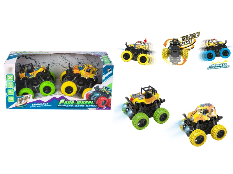 FRICTION CAR W/LIGHT & MUSIC,2ASST,YELLOW/GREEN,INCLUDED BATTERY - HP1131002