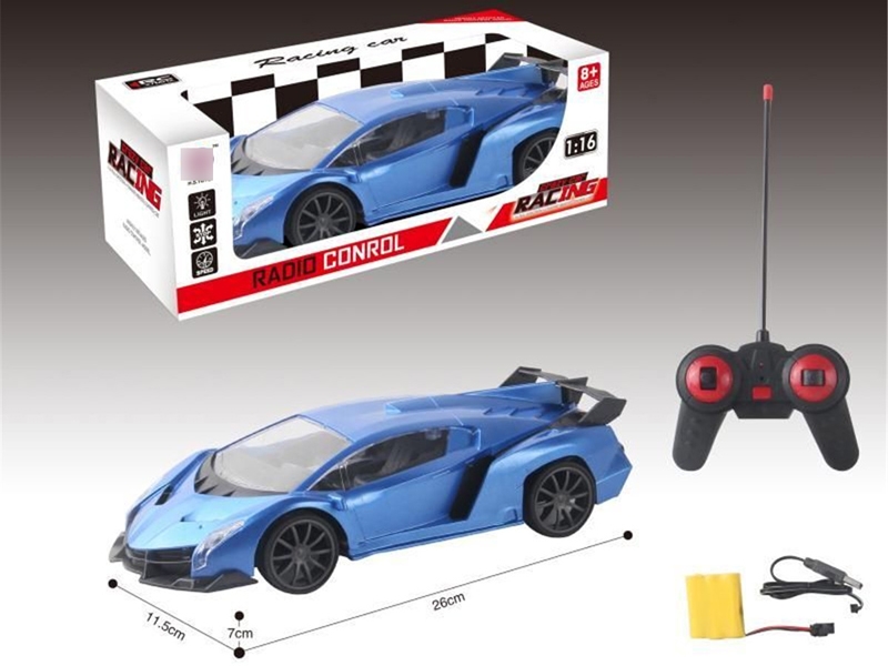 1:16 4 FUNCTION R/C CAR W/LIGHT & USB,RED/BLUE,INCLUDED BATTERY - HP1131107
