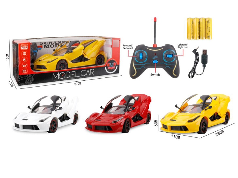 1:16 5 FUNCTION R/C CAR W/LIGHT,RED/WHITE/YELLOW,INCLUDED BATTERY - HP1131114