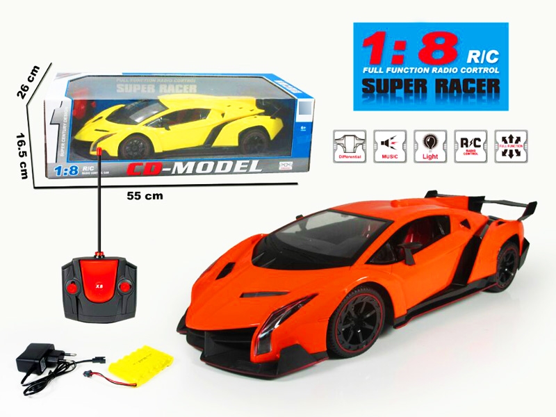 1:8 4 FUNCTION R/C CAR W/LIGHT,RED/ORANGE/YELLOW,INCLUDED BATTERY - HP1131117