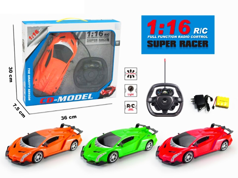 1:16 5 FUNCTION R/C CAR W/LIGHT,RED/ORANGE/GREEN,INCLUDED BATTERY - HP1131119