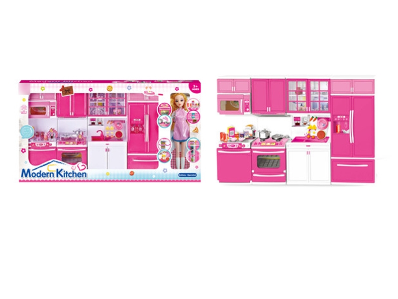 KITCHEN SET W/DOLL & LIGHT & SOUND & INCLUDED BATTERY - HP1131128