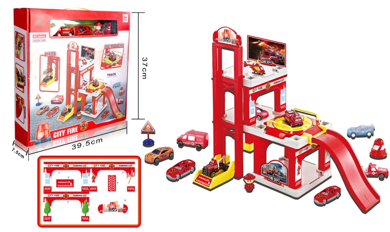 FIRE STATION PARKING LOT W/FREE WAY DIE CAST CARS - HP1132126