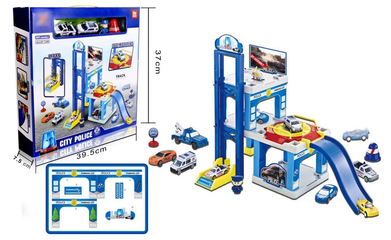 POLICE STATION PARKING LOT W/FREE WAY DIE CAST CARS - HP1132127