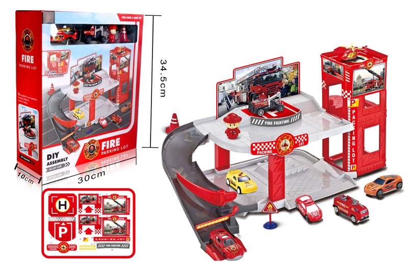 FIRE STATION PARKING LOT W/FREE WAY DIE CAST CARS - HP1132129