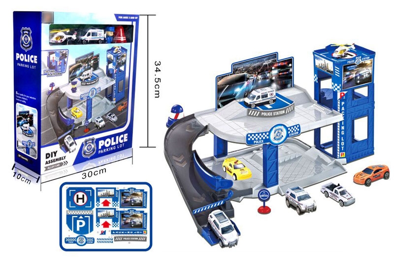 POLICE STATION PARKING LOT W/FREE WAY DIE CAST CARS - HP1132130
