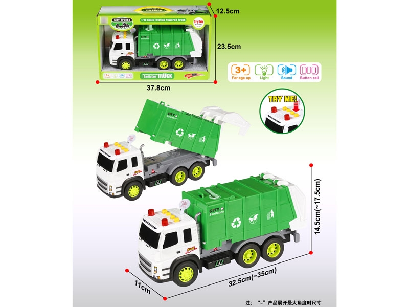 FRICTION SANITATION CAR W/IC & LIGHT,INCLUDED BATTERY - HP1132189