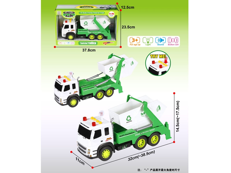 FRICTION SANITATION CAR W/IC & LIGHT,INCLUDED BATTERY - HP1132190