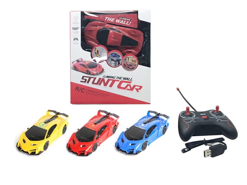 R/C WALL CLIMBING CAR,INCLUDED BATTERY & USB,RED/YELLOW/BLUE - HP1132224