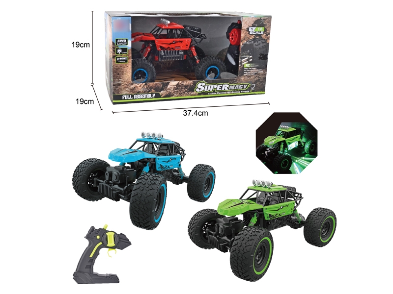 1:16 4-CHANNEL RC CAR W/LIGHT , NOT INCLUDED BATTERY,RED/BLUE/GREEN - HP1132266