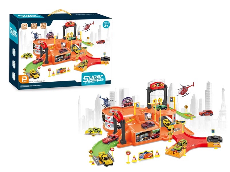 PARKING LOT SET W/1PCS DIE CAST PLANE & 2PCS FREE WAY DIE CAST CAR - HP1132301