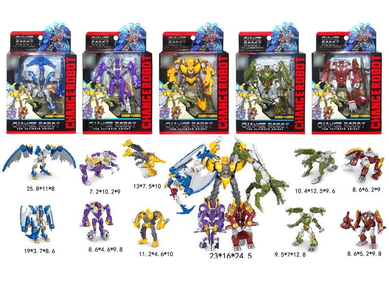 TRANSFORMER DINOSAUR,BLUE/PURPLE/YELLOW/GREEN/REN, 5ASST - HP1133136