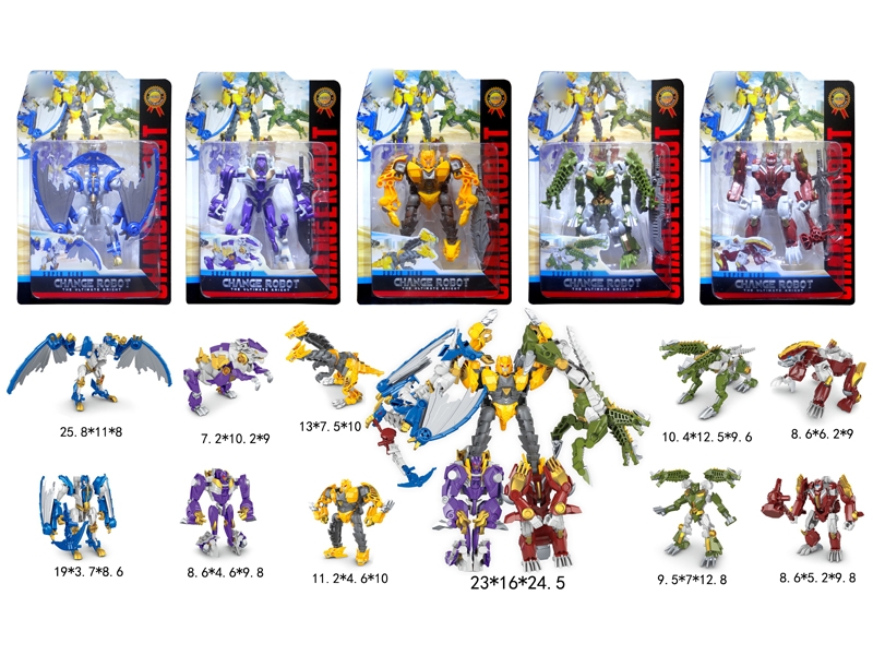 TRANSFORMER DINOSAUR,BLUE/PURPLE/YELLOW/GREEN/REN, 5ASST - HP1133138