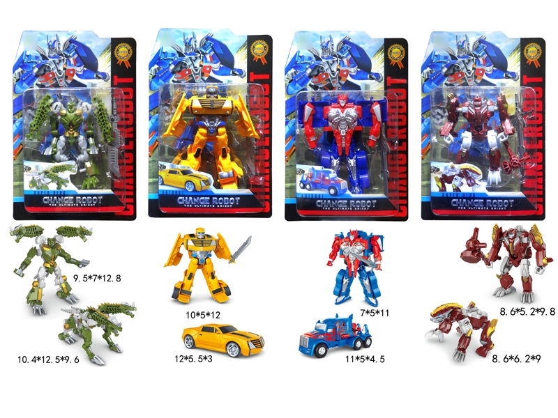 TRANSFORMED CAR & DINOSAUR,GREEN/BLUE/YELLOW/RED,4ASST - HP1133139