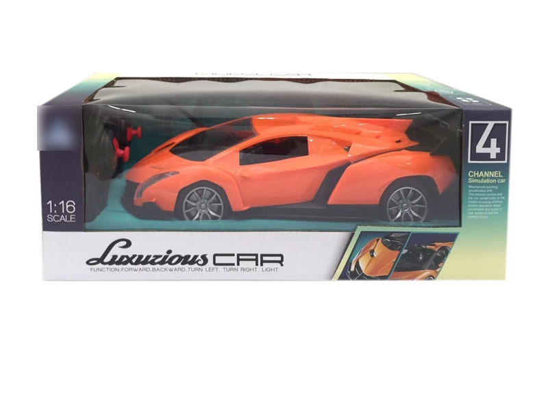 1:16 4-CHANNEL RC CAR W/LIGHT , NOT INCLUDED BATTERY,RED/ORANGE - HP1133239