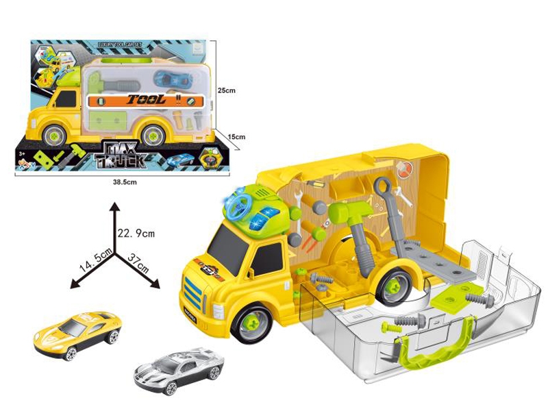 FREE WAY DIY TRUCK W/DIE CAST CAR 2PCS & MUSIC & LIGHT - HP1133371