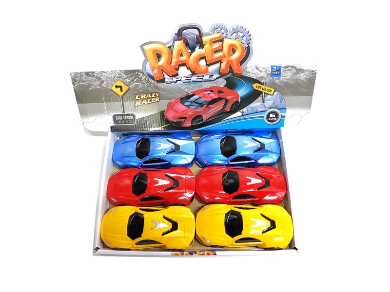 PULL BACK CAR RED/YELLOW/BLUE 6PCS/DISPLAY BOX - HP1133386