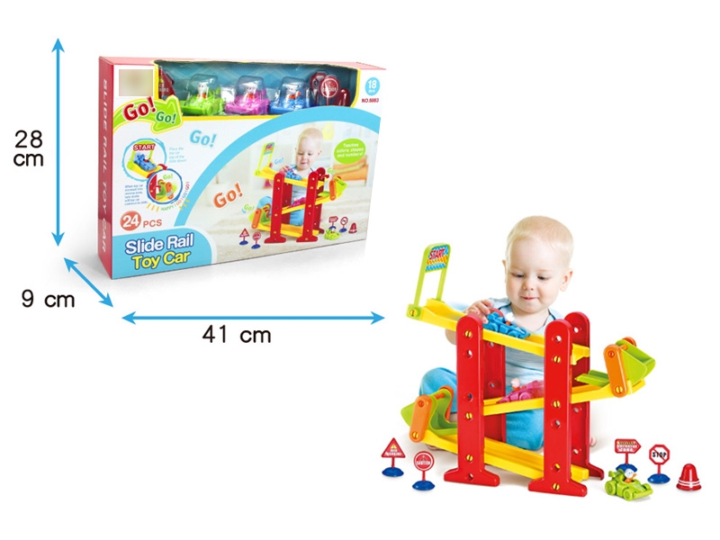 SLIDE RAIL CAR PLAY SET W/FREE WAY CAR 3PCS - HP1133442