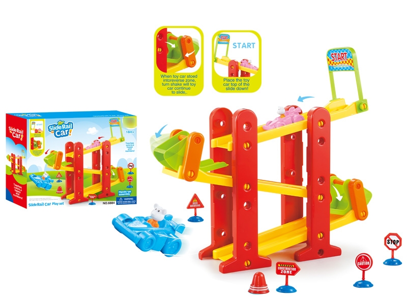 SLIDE RAIL CAR PLAY SET W/FREE WAY CAR 3PCS - HP1133443
