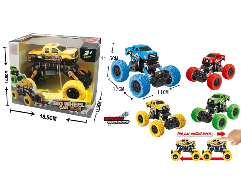 PULL BACK 4WD CLIMBLING CAR W/SHOCK ABSORBER - HP1133652